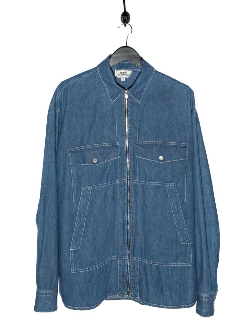 Hermès Blue Zipped Denim Jacket Shirt